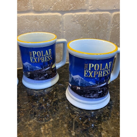 Christmas Polar Express Hot Cocoa Coffee Tea Mugs (4) - 12 Ounces - NEW - Picture 3 of 6